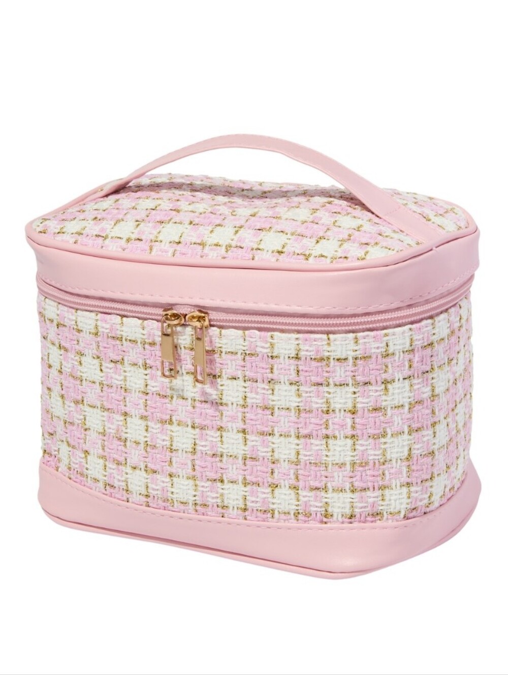 ULTA BEAUTY PINK TWEED COSMETIC TRAIN CASE.